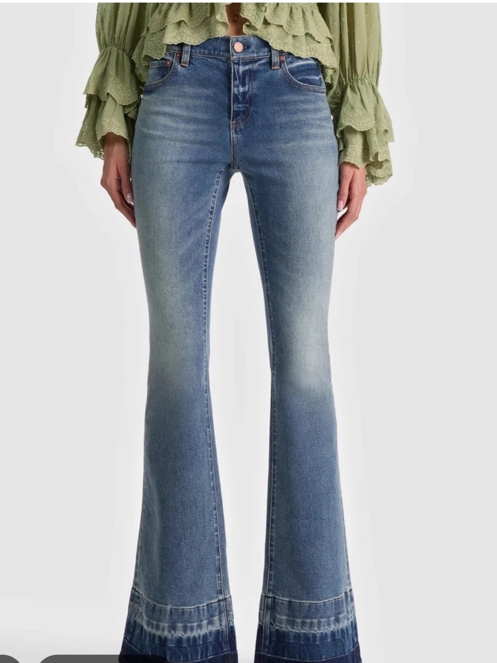 alice + olivia Blue High-Rise Flared Rosalie Jeans
